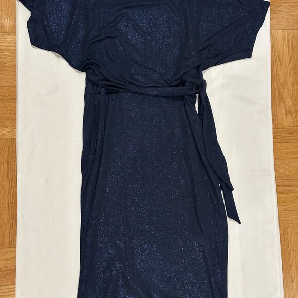 Kensie Navy Blue Shimmer Wrap Dress – Size Small - Picture 6 of 6
